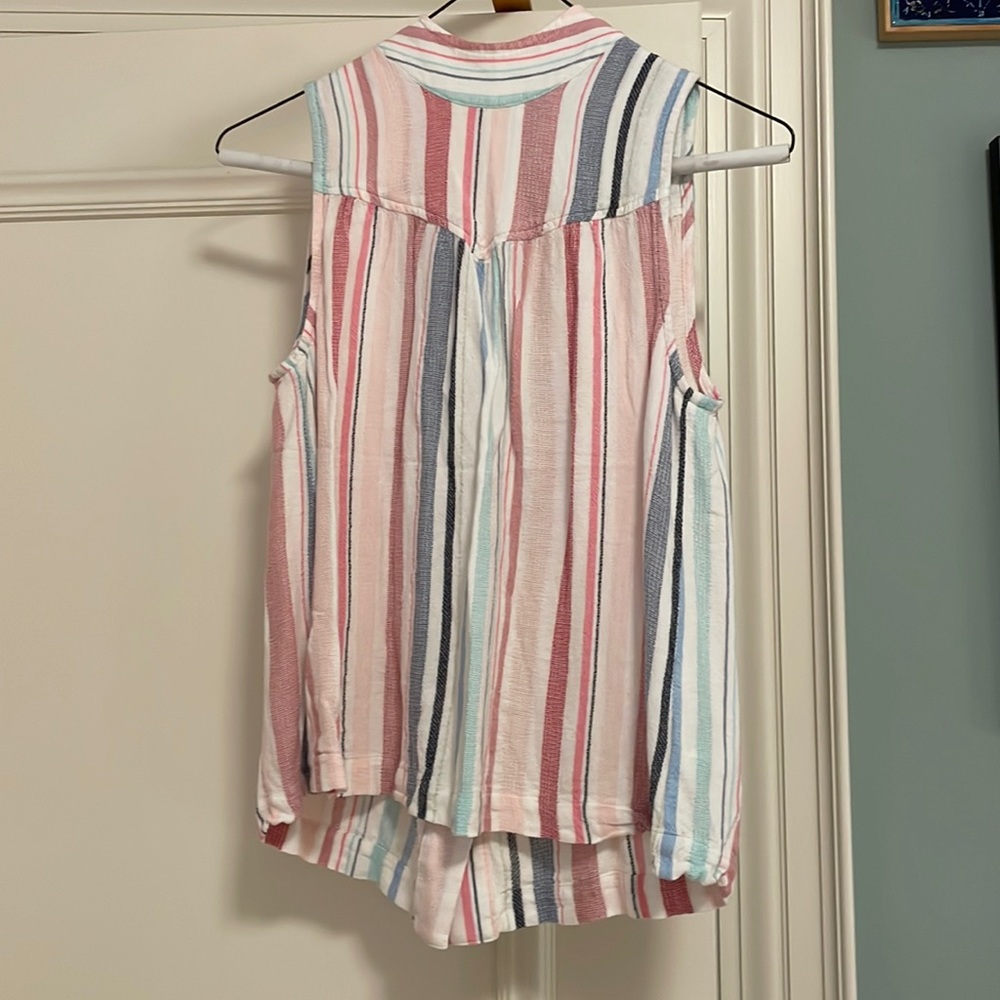 Stripy reversible linen feel Anthropologie blouse